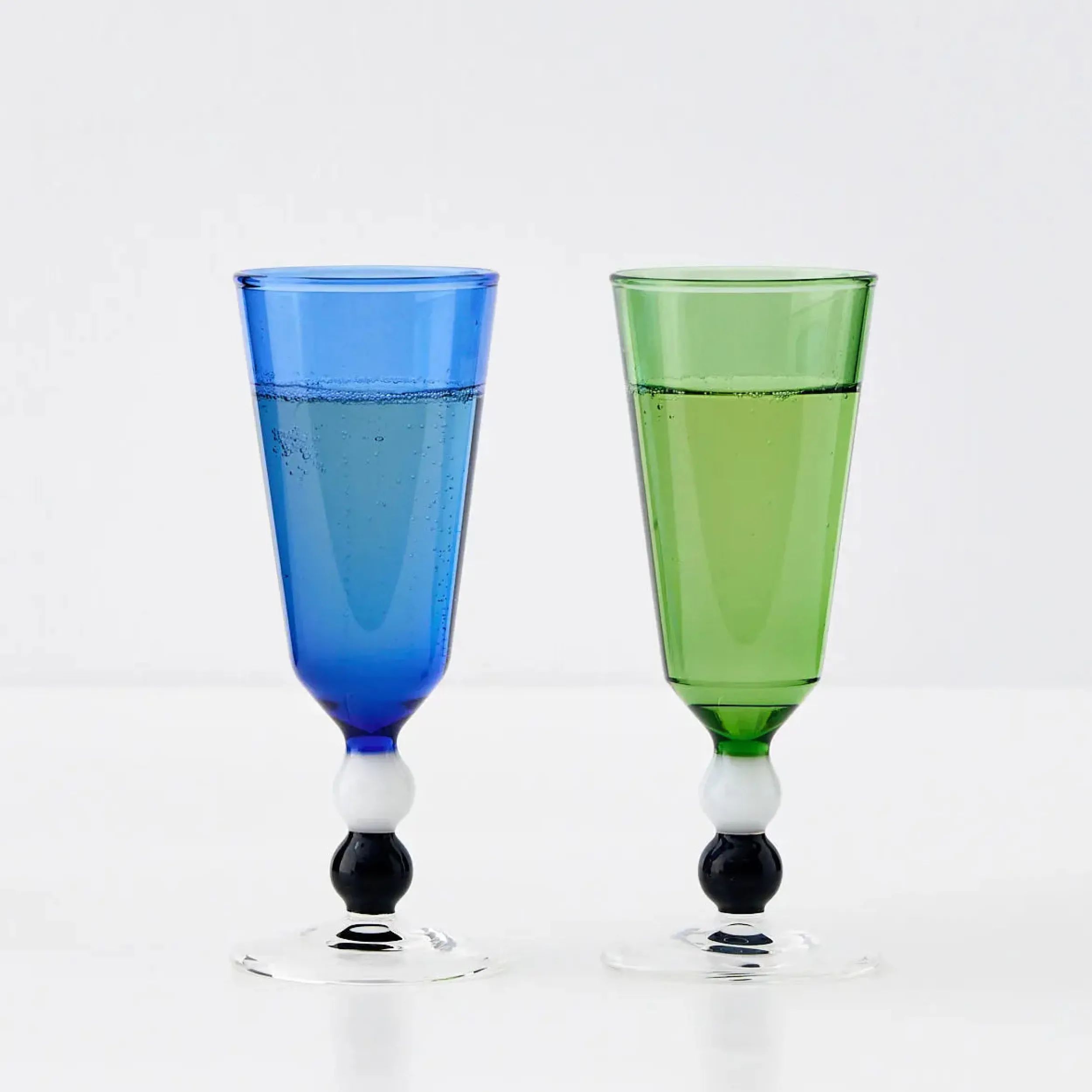 Allegra Champagne Glass Duo Navy/Emerald | GigiandTom Online