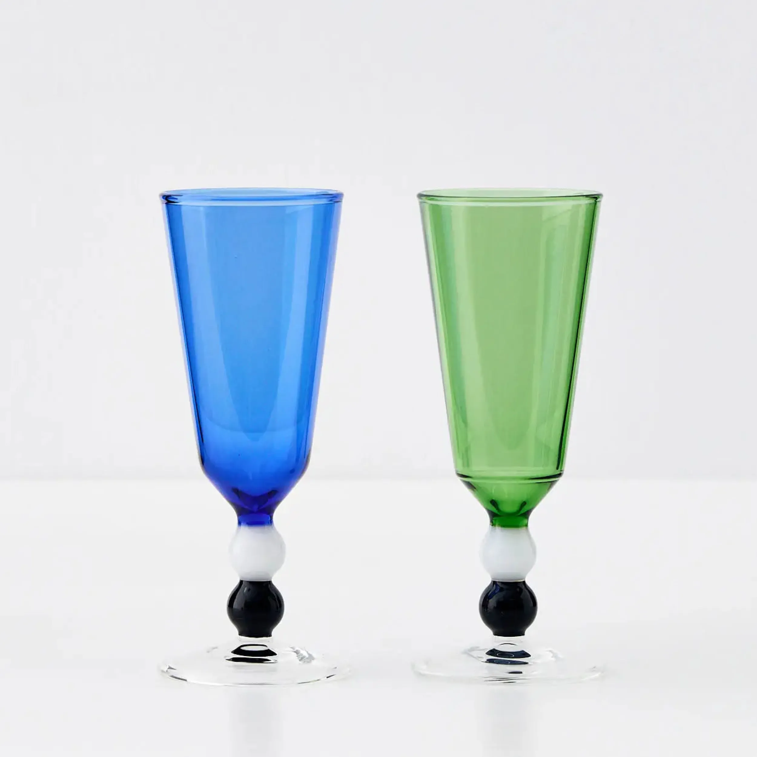 Allegra Champagne Glass Duo Navy/Emerald | GigiandTom Online