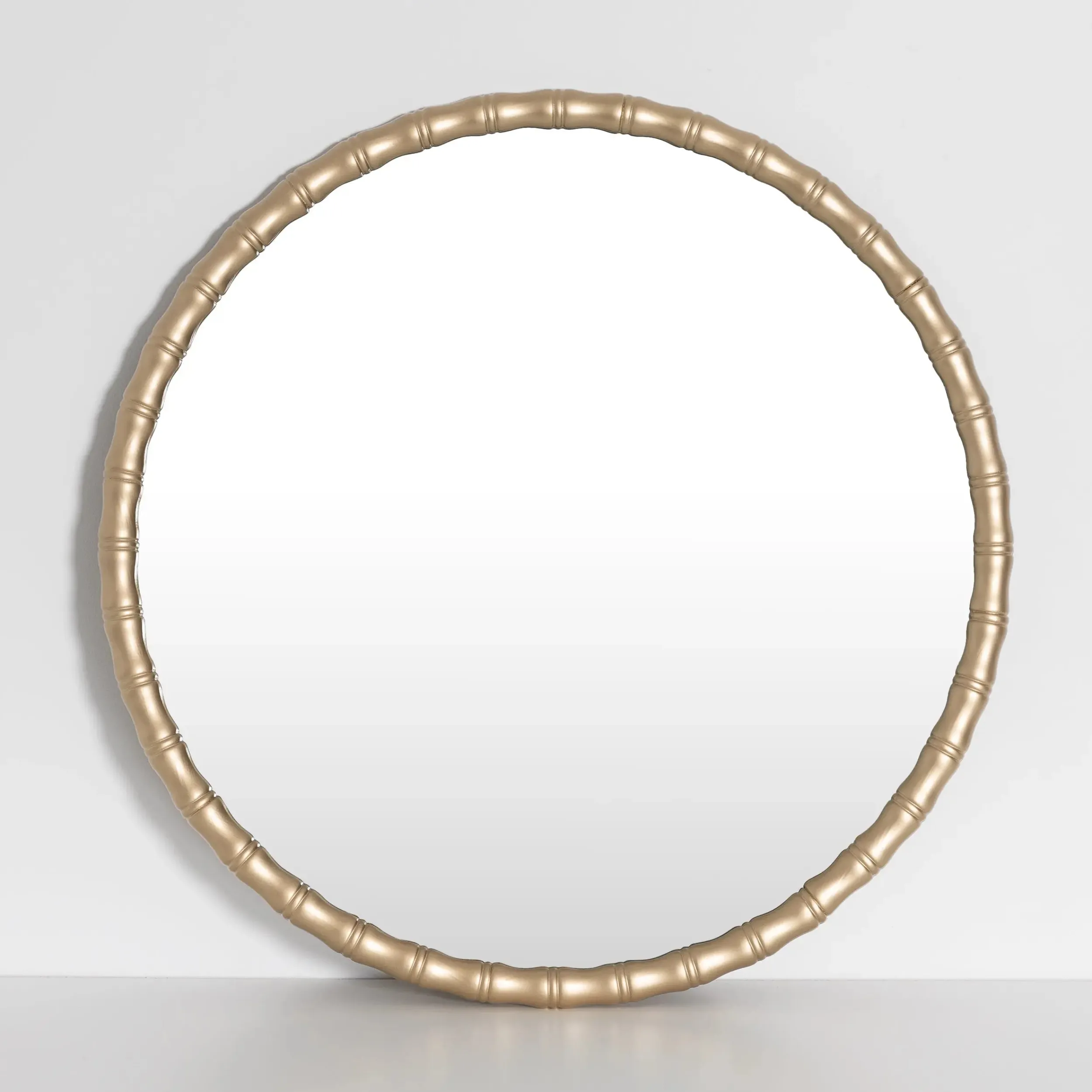 Bamboo Round Wooden Wall Mirror Gold | GigiandTom Clearance