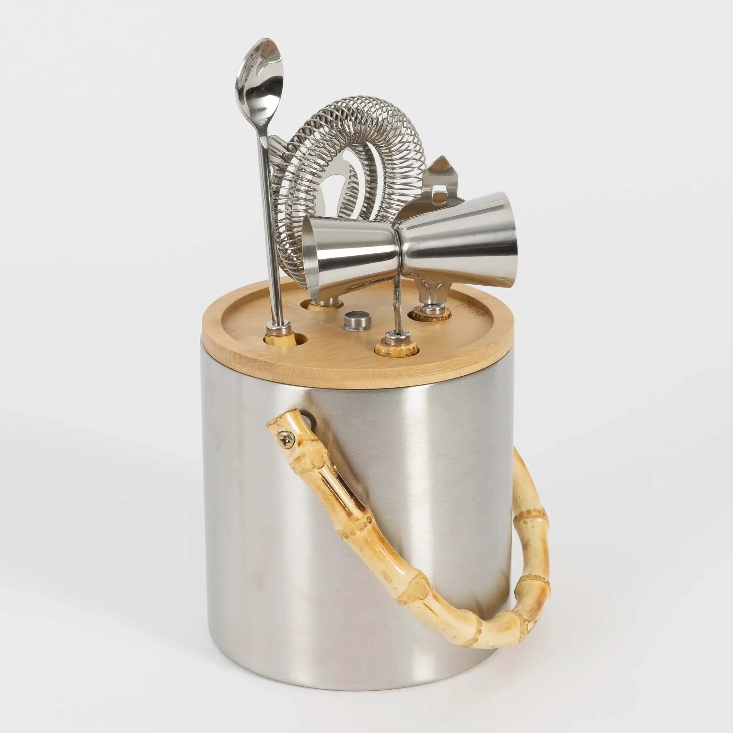 Bamboozled Ice Bucket & Bar Tool Kit Steel/Timber | GigiandTom Outlet