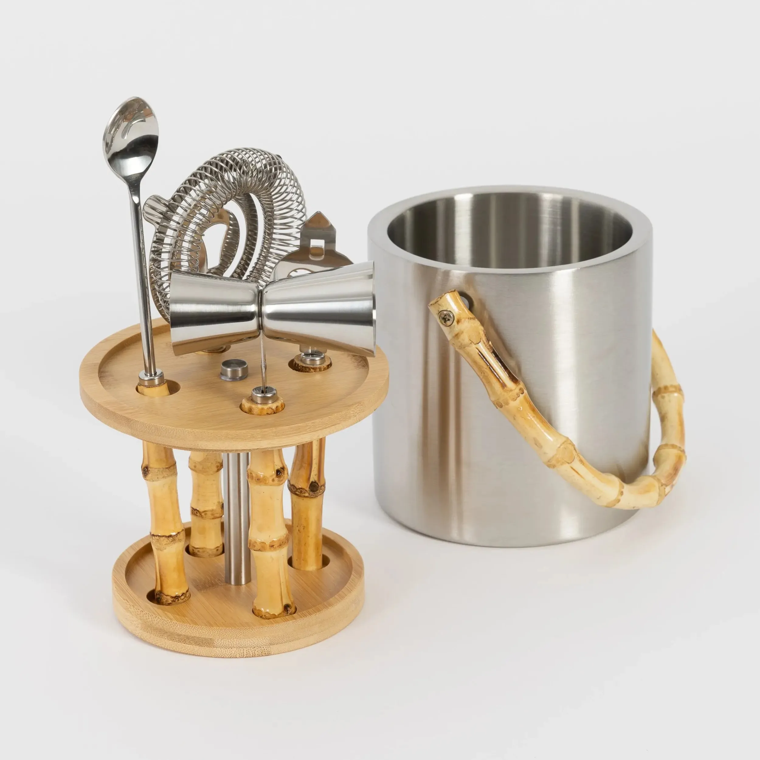 Bamboozled Ice Bucket & Bar Tool Kit Steel/Timber | GigiandTom Outlet