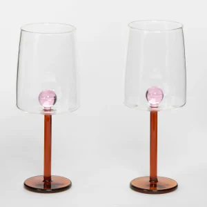 Beaux Wine Glass Set of 2 Pink/Amber | GigiandTom Online