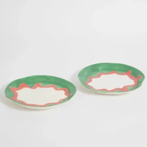 Curly Wurly Ceramic Side Plate Set of 2 Green | GigiandTom New