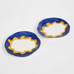 Curly Wurly Ceramic Side Plate Set of 2 Blue | GigiandTom Cheap