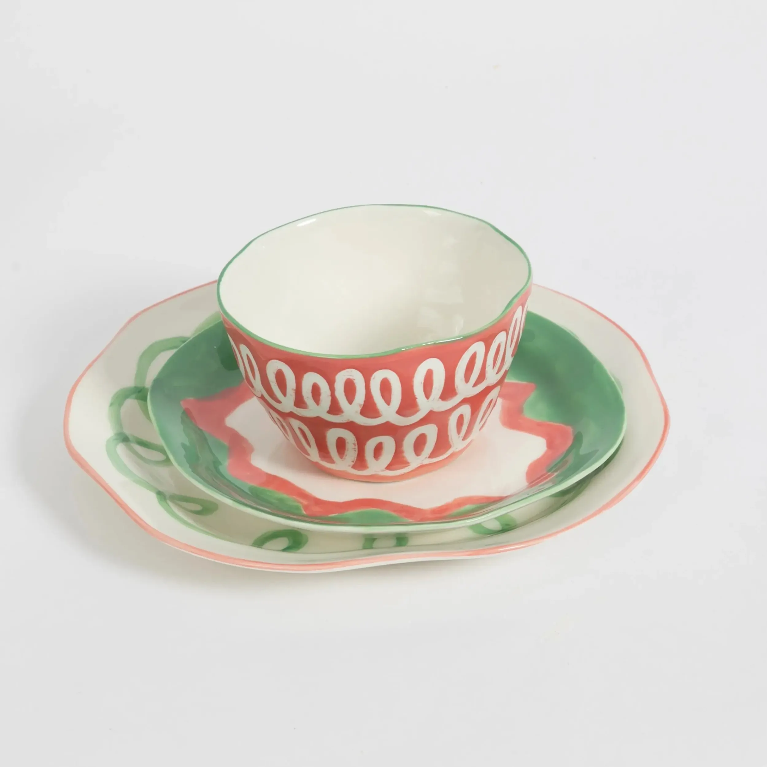 Curly Wurly Ceramic Side Plate Set of 2 Green | GigiandTom New