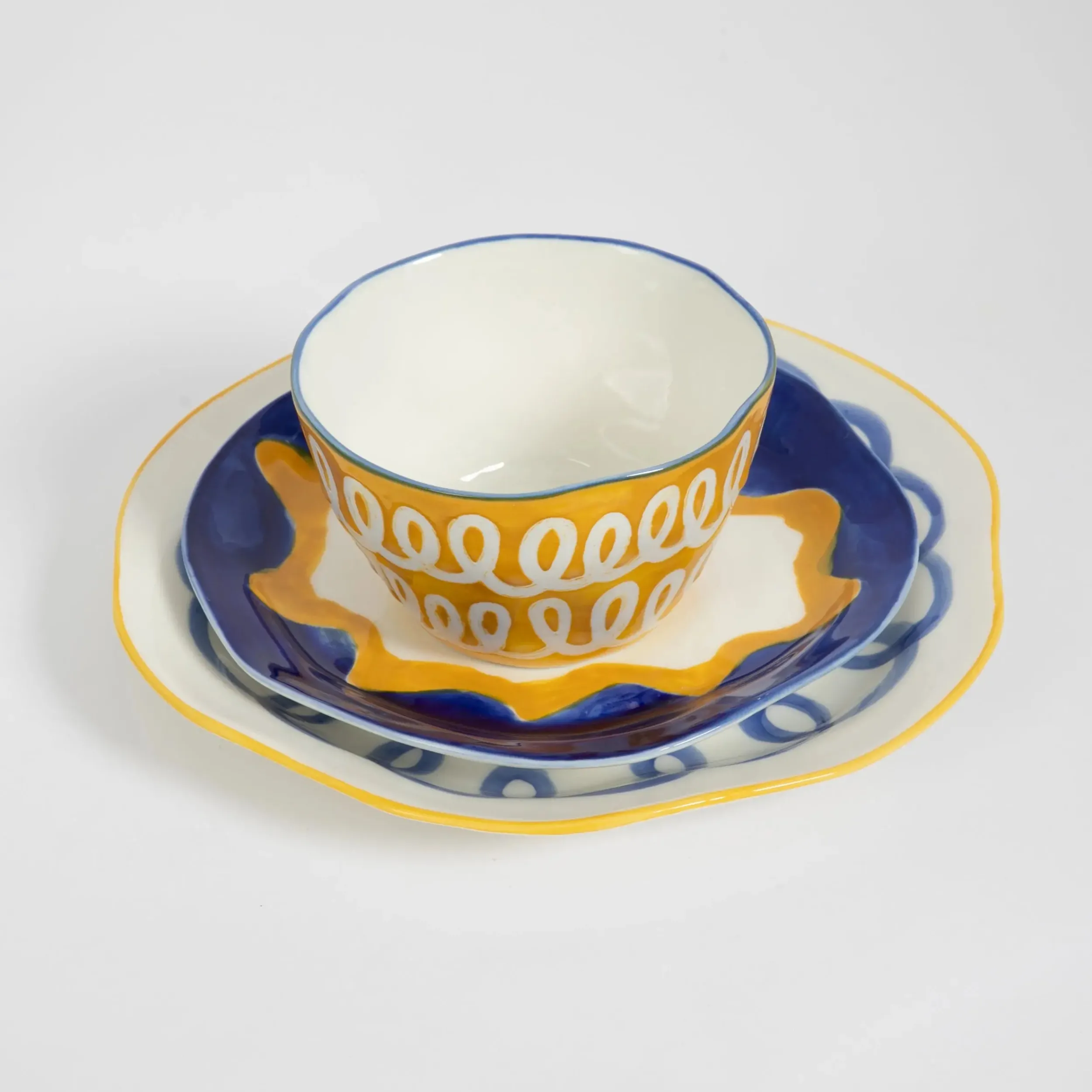 Curly Wurly Ceramic Side Bowl Set of 2 Yellow | GigiandTom Discount