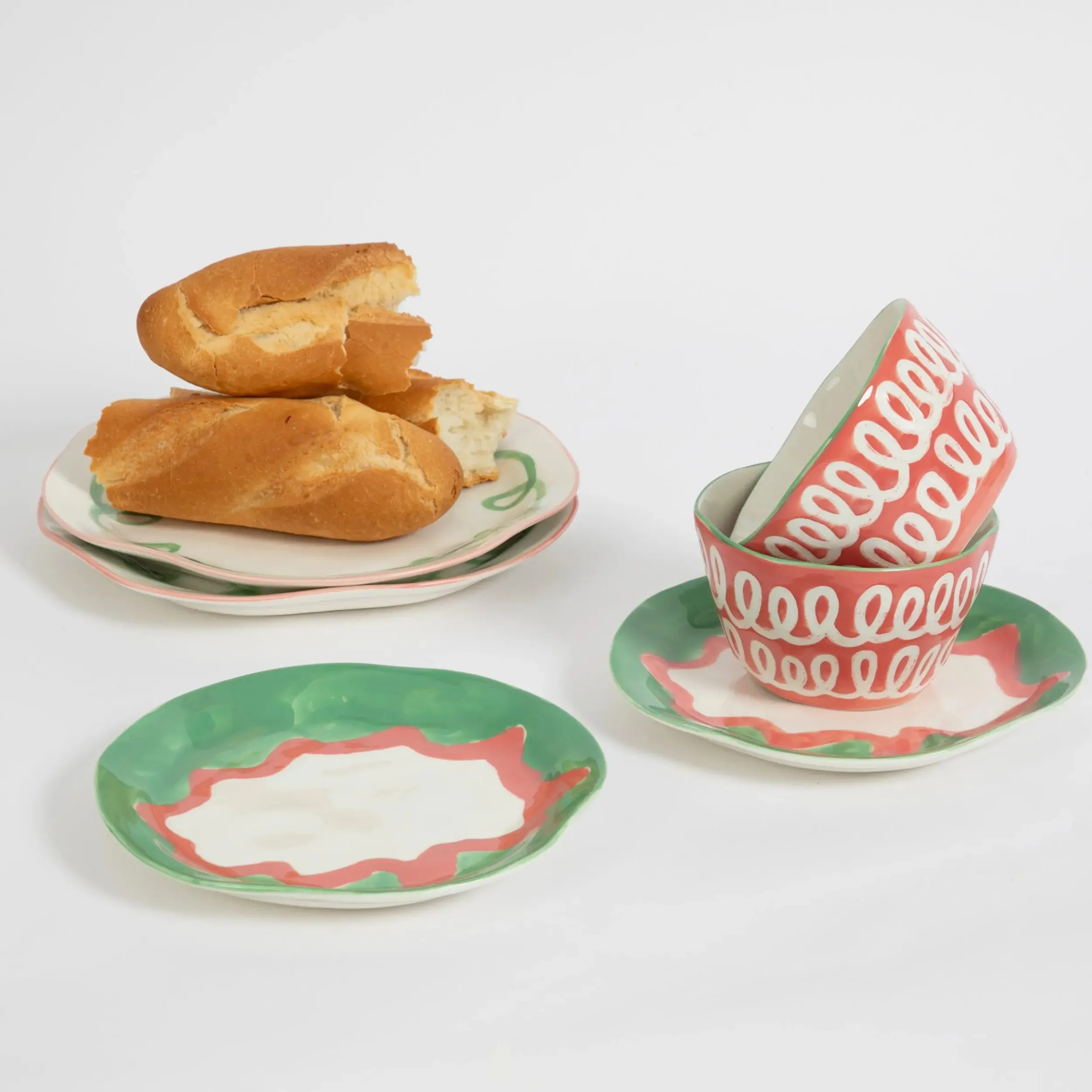 Curly Wurly Ceramic Side Plate Set of 2 Green | GigiandTom New