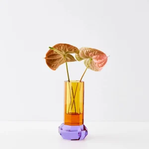 Cushion Crystal Cut Coloured Vase Amber | GigiandTom Cheap