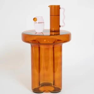 Glass Side Table Amber Glass | GigiandTom Clearance