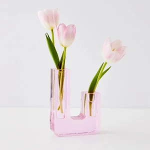 Infinity Crystal Cut Coloured Vase Pink | GigiandTom Clearance