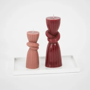 Knotted Pillar Candle Assorted 2 Pack Dusty Rose | GigiandTom Cheap