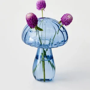 Mushroom Coloured Glass Vase Blue | GigiandTom Clearance