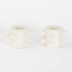 Notch Ceramic Tealight Candle Holder Set of 2 White | GigiandTom Outlet