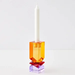 Technicolour Crystal Taper Candle Holder Amber Purple | GigiandTom Cheap