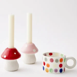 Teeny Toadstool Ceramic Candle Holder Red | GigiandTom Discount