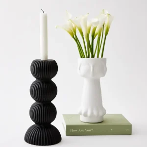 Tower Ceramic Taper Candle Holder Black | GigiandTom Cheap